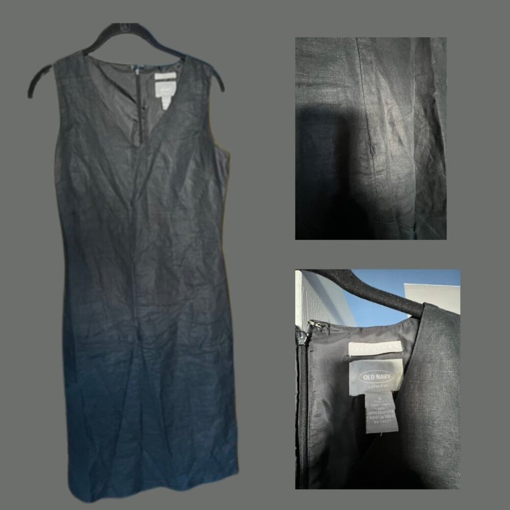 Old Navy Black Linen Sheath Dress Size 6